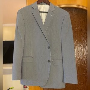 RED Saks Fifth Avenue men’s striped cotton blazer jacket Sz 48R